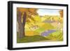 View from a Hill on a Farm in Autumn-Milovelen-Framed Premium Giclee Print