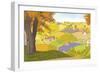 View from a Hill on a Farm in Autumn-Milovelen-Framed Premium Giclee Print