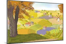 View from a Hill on a Farm in Autumn-Milovelen-Mounted Premium Giclee Print