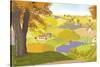 View from a Hill on a Farm in Autumn-Milovelen-Stretched Canvas