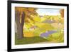 View from a Hill on a Farm in Autumn-Milovelen-Framed Art Print