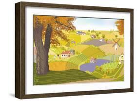 View from a Hill on a Farm in Autumn-Milovelen-Framed Art Print