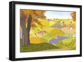 View from a Hill on a Farm in Autumn-Milovelen-Framed Art Print