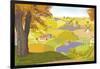 View from a Hill on a Farm in Autumn-Milovelen-Framed Art Print