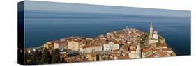 View from a Hill Overlooking the Old Town of Piran and St. George Church, Piran, Slovenvia-John Woodworth-Stretched Canvas