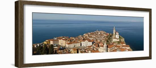 View from a Hill Overlooking the Old Town of Piran and St. George Church, Piran, Slovenvia-John Woodworth-Framed Photographic Print