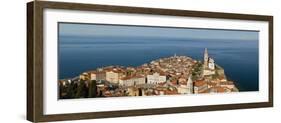 View from a Hill Overlooking the Old Town of Piran and St. George Church, Piran, Slovenvia-John Woodworth-Framed Photographic Print