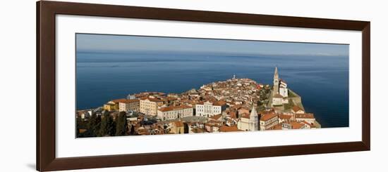 View from a Hill Overlooking the Old Town of Piran and St. George Church, Piran, Slovenvia-John Woodworth-Framed Photographic Print