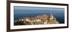View from a Hill Overlooking the Old Town of Piran and St. George Church, Piran, Slovenvia-John Woodworth-Framed Photographic Print