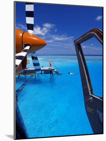View from a Seaplane Cockpit of Man Swimming, Maldives, Indian Ocean-Papadopoulos Sakis-Mounted Photographic Print