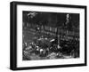 View from Above of Many Men Hard at Work Paving a Street-George B^ Brainerd-Framed Photographic Print