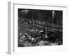 View from Above of Many Men Hard at Work Paving a Street-George B^ Brainerd-Framed Photographic Print