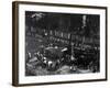 View from Above of Many Men Hard at Work Paving a Street-George B^ Brainerd-Framed Photographic Print