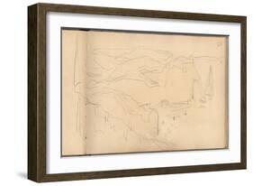 View from Above of the Aval Cliff at Etretat (Pencil on Paper)-Claude Monet-Framed Giclee Print