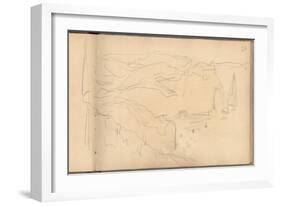 View from Above of the Aval Cliff at Etretat (Pencil on Paper)-Claude Monet-Framed Giclee Print