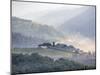 View from above of Tuscan Villa and Vineyard on a Foggy Morning-Terry Eggers-Mounted Photographic Print