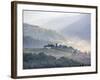 View from above of Tuscan Villa and Vineyard on a Foggy Morning-Terry Eggers-Framed Photographic Print