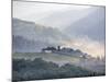 View from above of Tuscan Villa and Vineyard on a Foggy Morning-Terry Eggers-Mounted Photographic Print