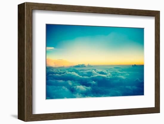 View from Airplane Window to See Sky on Evening Time. (Vintage Tone)-BLUR LIFE 1975-Framed Photographic Print