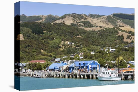 View from Akaroa Harbour to the Main Wharf, Akaroa, Banks Peninsula, Canterbury, South Island, New -Ruth Tomlinson-Stretched Canvas