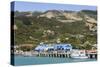 View from Akaroa Harbour to the Main Wharf, Akaroa, Banks Peninsula, Canterbury, South Island, New -Ruth Tomlinson-Stretched Canvas