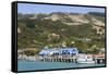 View from Akaroa Harbour to the Main Wharf, Akaroa, Banks Peninsula, Canterbury, South Island, New -Ruth Tomlinson-Framed Stretched Canvas