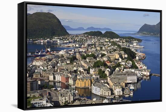 View from Aksla Hill over Alesund and Surrounding Waters, More Og Romsdal, Norway-Eleanor Scriven-Framed Stretched Canvas