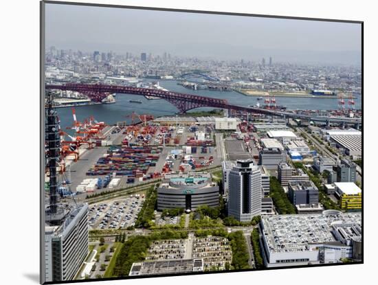 View from Atop World Trade Center of Osaka Port Built on Reclaimed Land in Osaka Bay, Osaka, Japan-null-Mounted Photographic Print