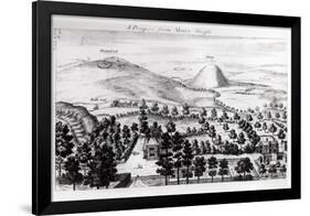 View from Avebury Steeple of Silbury Hill, Illustration from Stonehenge: a Temple Restored-William Stukeley-Framed Giclee Print