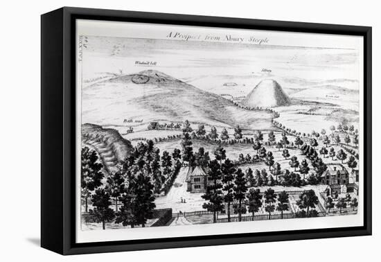 View from Avebury Steeple of Silbury Hill, Illustration from Stonehenge: a Temple Restored-William Stukeley-Framed Stretched Canvas