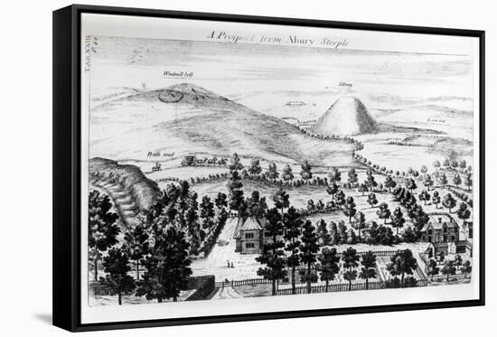 View from Avebury Steeple of Silbury Hill, Illustration from Stonehenge: a Temple Restored-William Stukeley-Framed Stretched Canvas