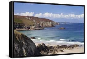 View from Baie Des Trepasses to the Lighthouse at Pointe Du Raz and the Isle De Sein-Markus Lange-Framed Stretched Canvas