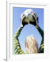 View from Behind of a Girl Holding a Soccer Ball-Steve Cicero-Framed Photographic Print