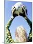 View from Behind of a Girl Holding a Soccer Ball-Steve Cicero-Mounted Photographic Print