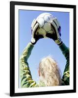 View from Behind of a Girl Holding a Soccer Ball-Steve Cicero-Framed Photographic Print