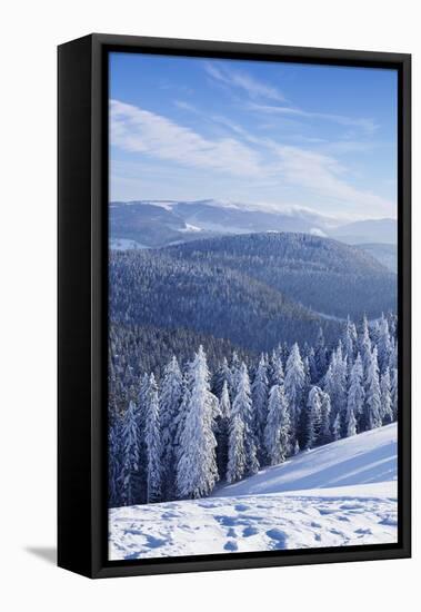 View from Belchen Mountain to Feldberg Mountain in Winter, Black Forest, Baden-Wurttemberg, Germany-Markus Lange-Framed Stretched Canvas