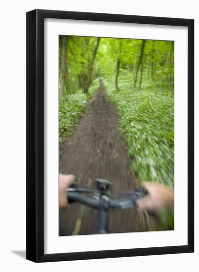 View from Bicycle Along Wooded Track, Uley, Gloucestershire, England-Peter Adams-Framed Photographic Print