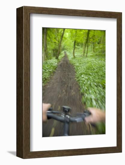 View from Bicycle Along Wooded Track, Uley, Gloucestershire, England-Peter Adams-Framed Photographic Print