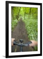 View from Bicycle Along Wooded Track, Uley, Gloucestershire, England-Peter Adams-Framed Photographic Print