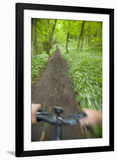 View from Bicycle Along Wooded Track, Uley, Gloucestershire, England-Peter Adams-Framed Photographic Print