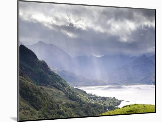 View from Carr Brae Towards Head of Loch Duich and Five Sisters of Kintail with Sunlight Bursting T-Lee Frost-Mounted Photographic Print