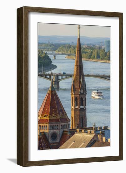 View from Castle Hill of the Margaret Bridge crossing the Danube River, Buda side, Budapest-Tom Haseltine-Framed Photographic Print