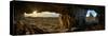 View from caves on Playa de Campiecho at sunset, Asturias, Spain-Panoramic Images-Stretched Canvas