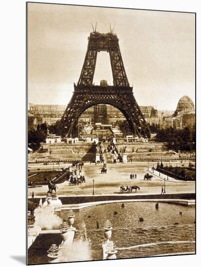 View from Chaillot Palace of Eiffel Tower Built for World Fair in 1889, Here 2nd Floor, 1888-null-Mounted Photo