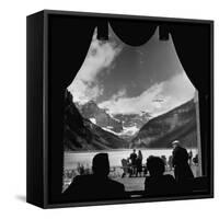 View From Chateau Lake Louise Looking Up Lake Louise at Victoria Glacier-Andreas Feininger-Framed Stretched Canvas
