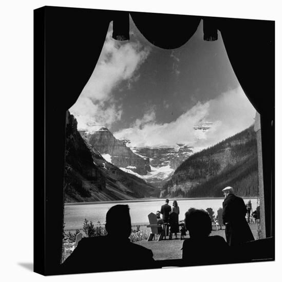 View From Chateau Lake Louise Looking Up Lake Louise at Victoria Glacier-Andreas Feininger-Stretched Canvas