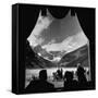 View From Chateau Lake Louise Looking Up Lake Louise at Victoria Glacier-Andreas Feininger-Framed Stretched Canvas