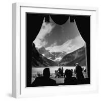 View From Chateau Lake Louise Looking Up Lake Louise at Victoria Glacier-Andreas Feininger-Framed Photographic Print