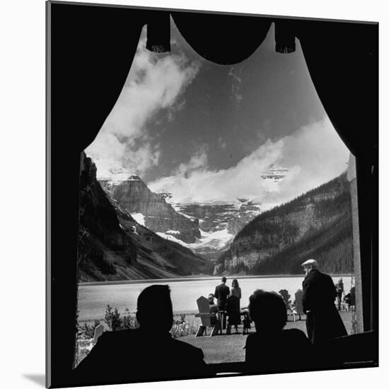 View From Chateau Lake Louise Looking Up Lake Louise at Victoria Glacier-Andreas Feininger-Mounted Photographic Print