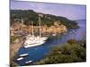 View from Chiesa S. Giorgio, Riviera di Levante, Liguria, Portofino, Italy-Walter Bibikow-Mounted Photographic Print